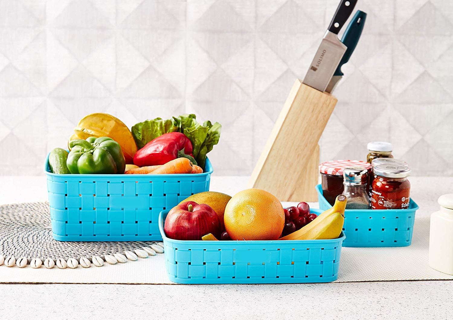 062 Smart Baskets For Storage(Set Of 3) Sky Blue - rudrmart.in