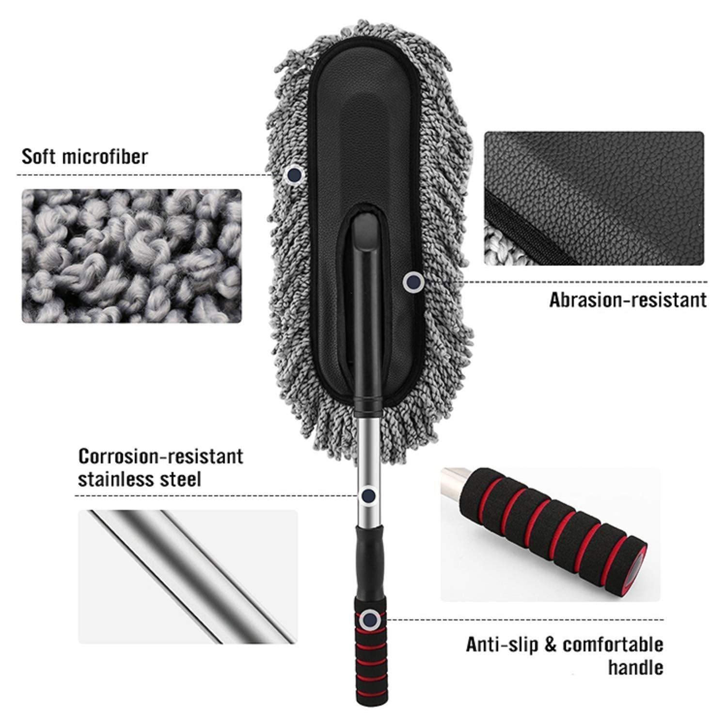 4749 Car Duster Long Retractablesoftnon-sliphandle Multipurpose Microfiber Wash Brush Vehicle Interior And Exterior Cleaning Kit With For Car Boats Or Home - rudrmart.in