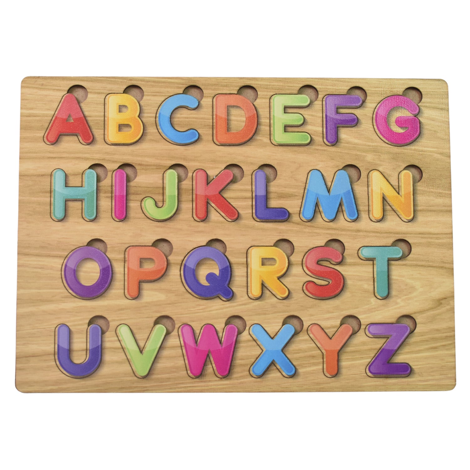 Wooden Puzzle Board Abc Letters Shapes Educational Learning Toys (1 Set) - rudrmart.in