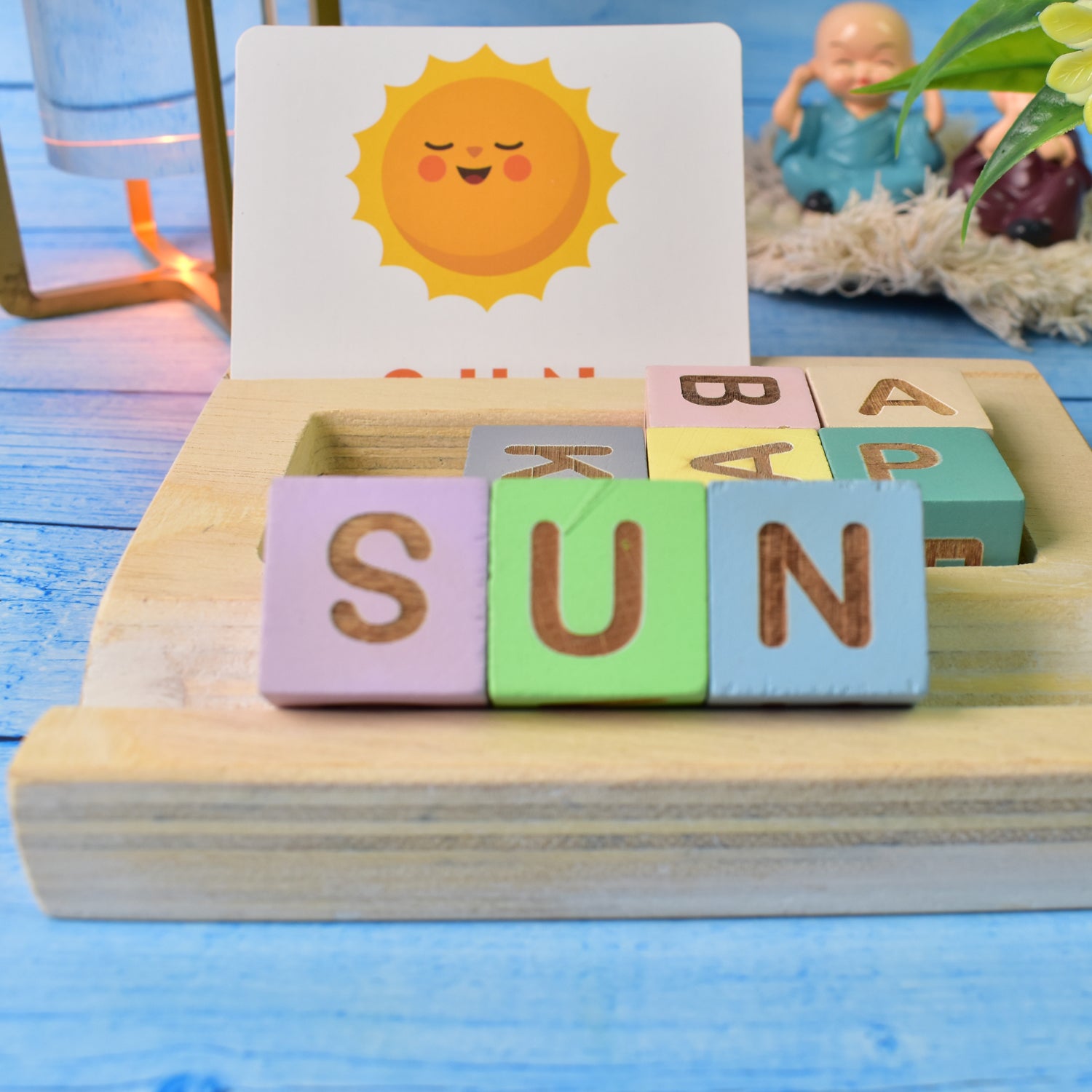 Alphabet Puzzle Spelling  Reading Words (26 Flash Cards  8 Woodenblock) - rudrmart.in