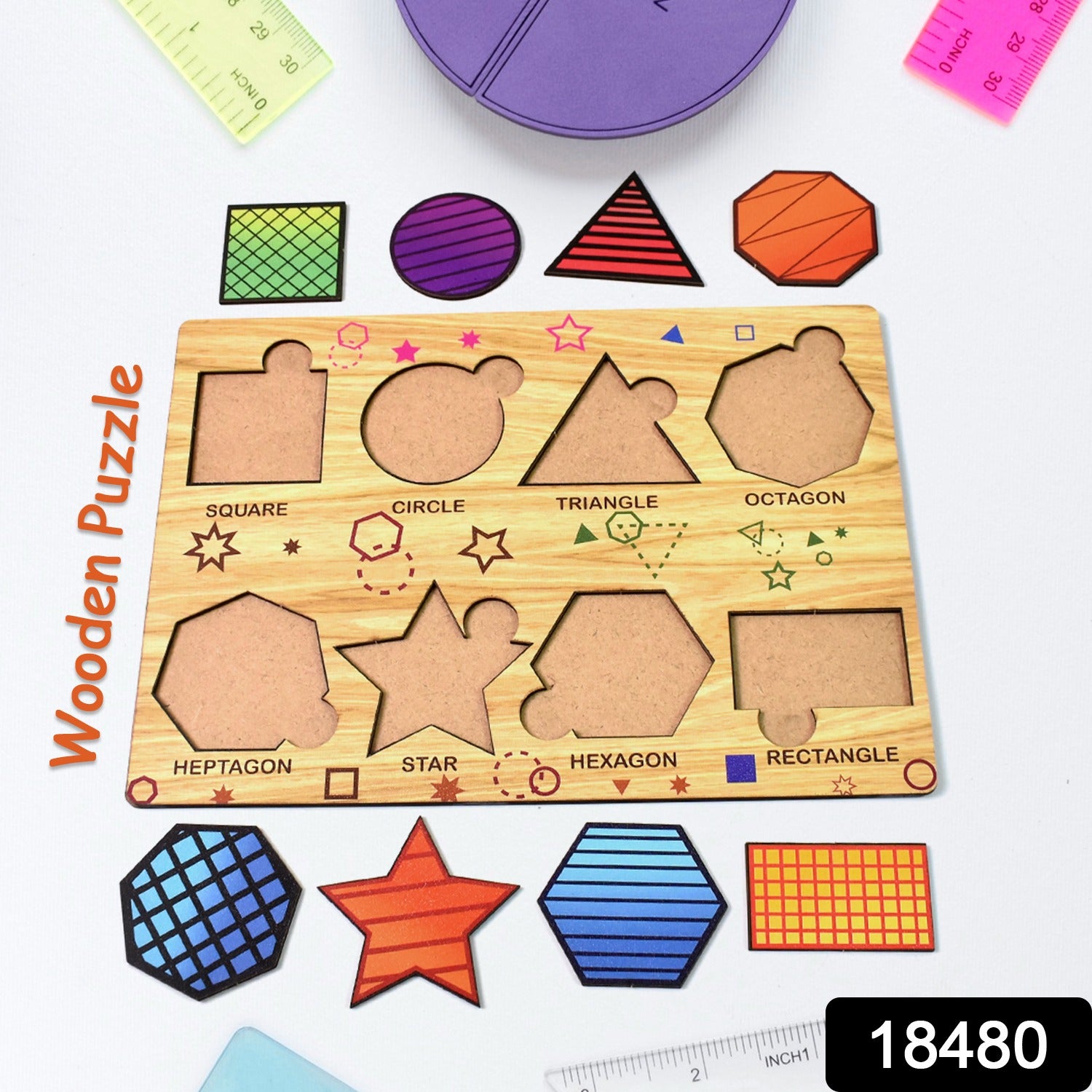 Wooden Triangles Puzzle Learning Educational Board (1 Set  2820 Cm) - rudrmart.in