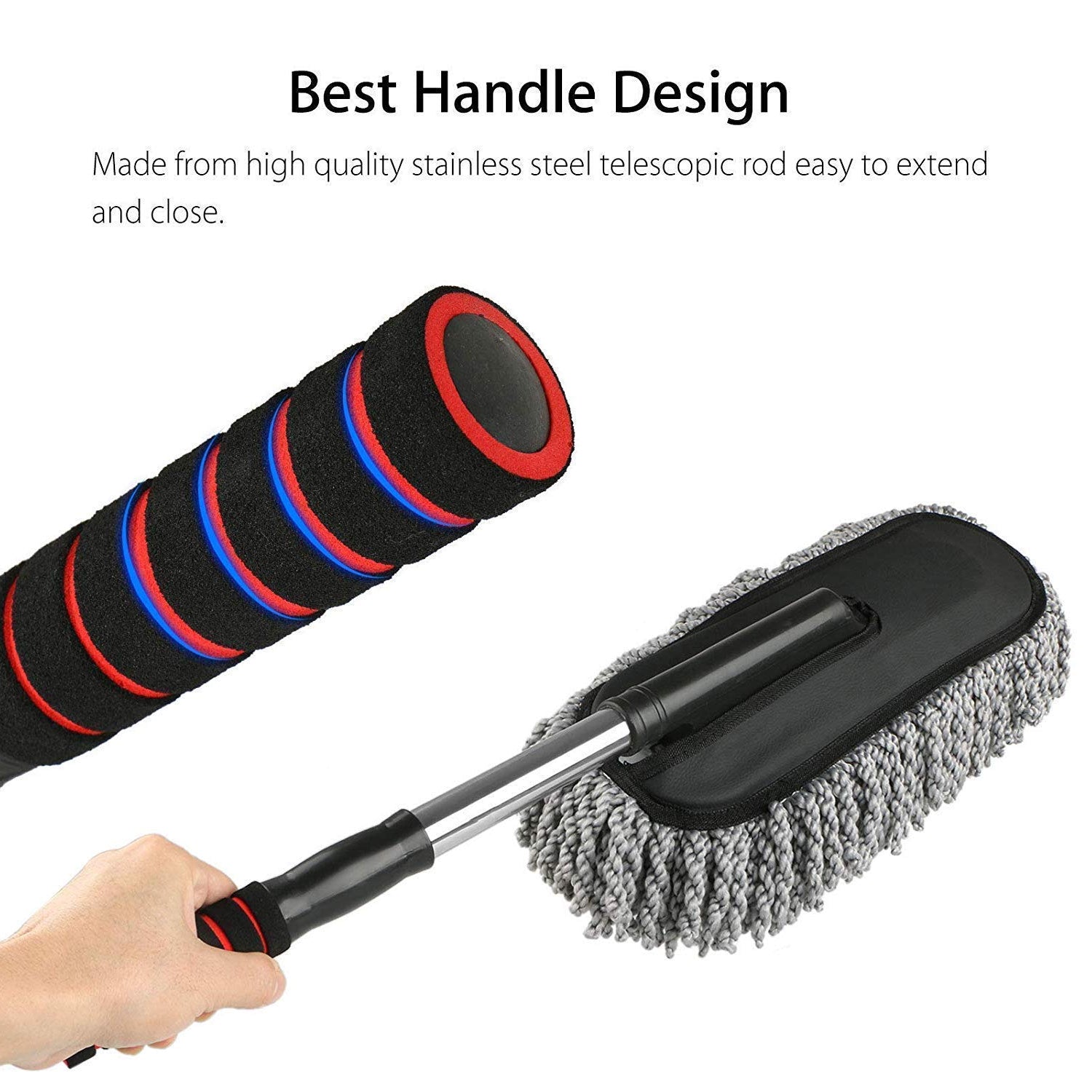 4749 Car Duster Long Retractablesoftnon-sliphandle Multipurpose Microfiber Wash Brush Vehicle Interior And Exterior Cleaning Kit With For Car Boats Or Home - rudrmart.in