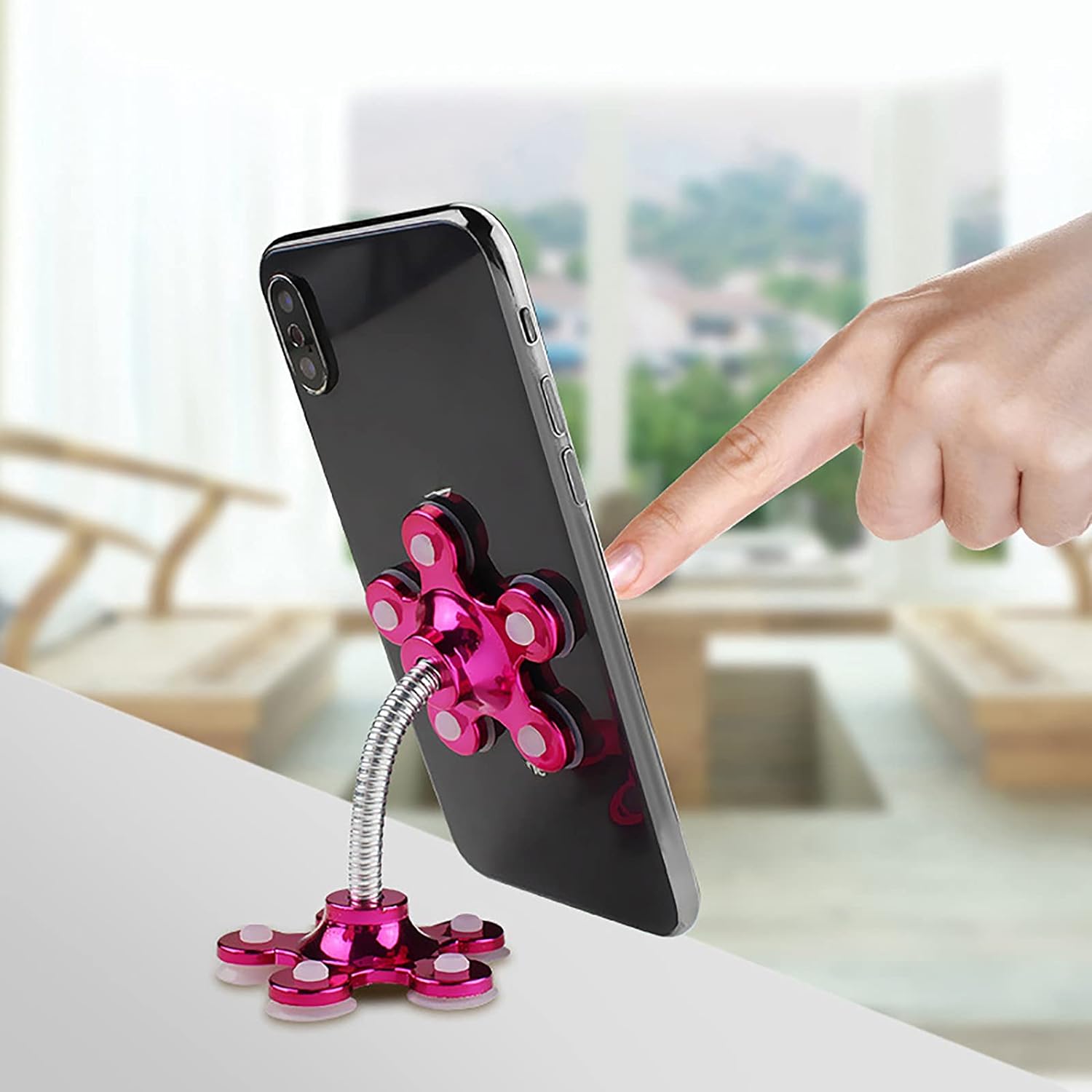 0662 Phone Holder 360rotatable Phone Stand Multi-function Double-sided Suction Cup Mobile Phone Holder ( Moq - 6 Pc ) - rudrmart.in