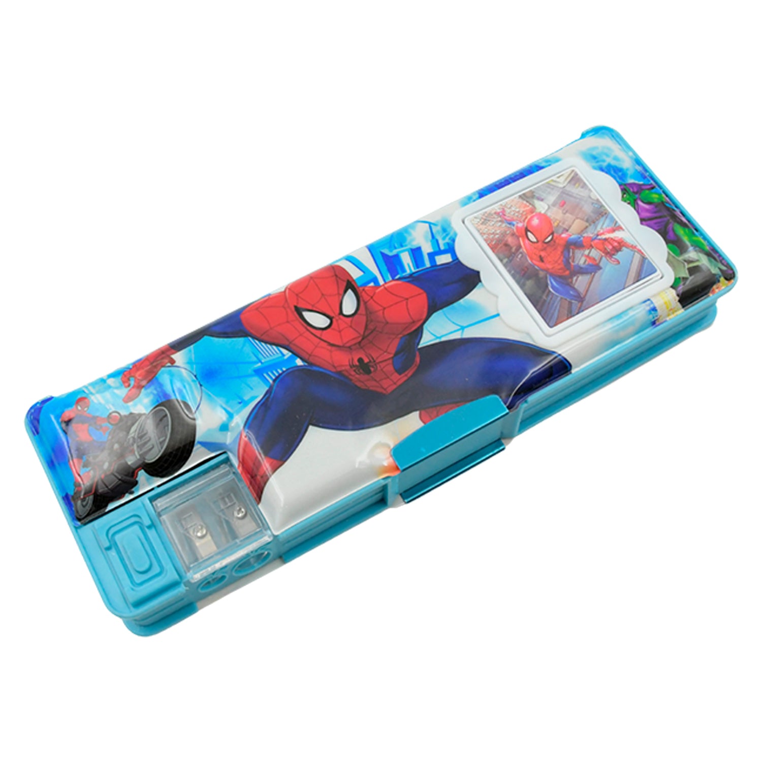 4260 Art  Stationery Cartoon Multi-functional Geometry Box For Boys With Inbuilt Calculator 2 Sides Open And Double Sharpener Stationery Kit Pencil Box For Boys Art Plastic Pencil Box  For Girls And Boys - rudrmart.in