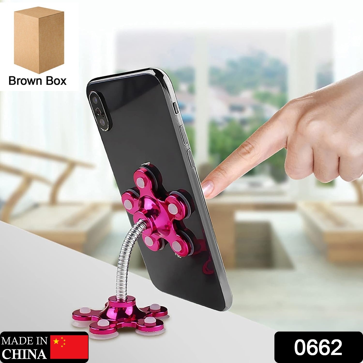 0662 Phone Holder 360rotatable Phone Stand Multi-function Double-sided Suction Cup Mobile Phone Holder ( Moq - 6 Pc ) - rudrmart.in