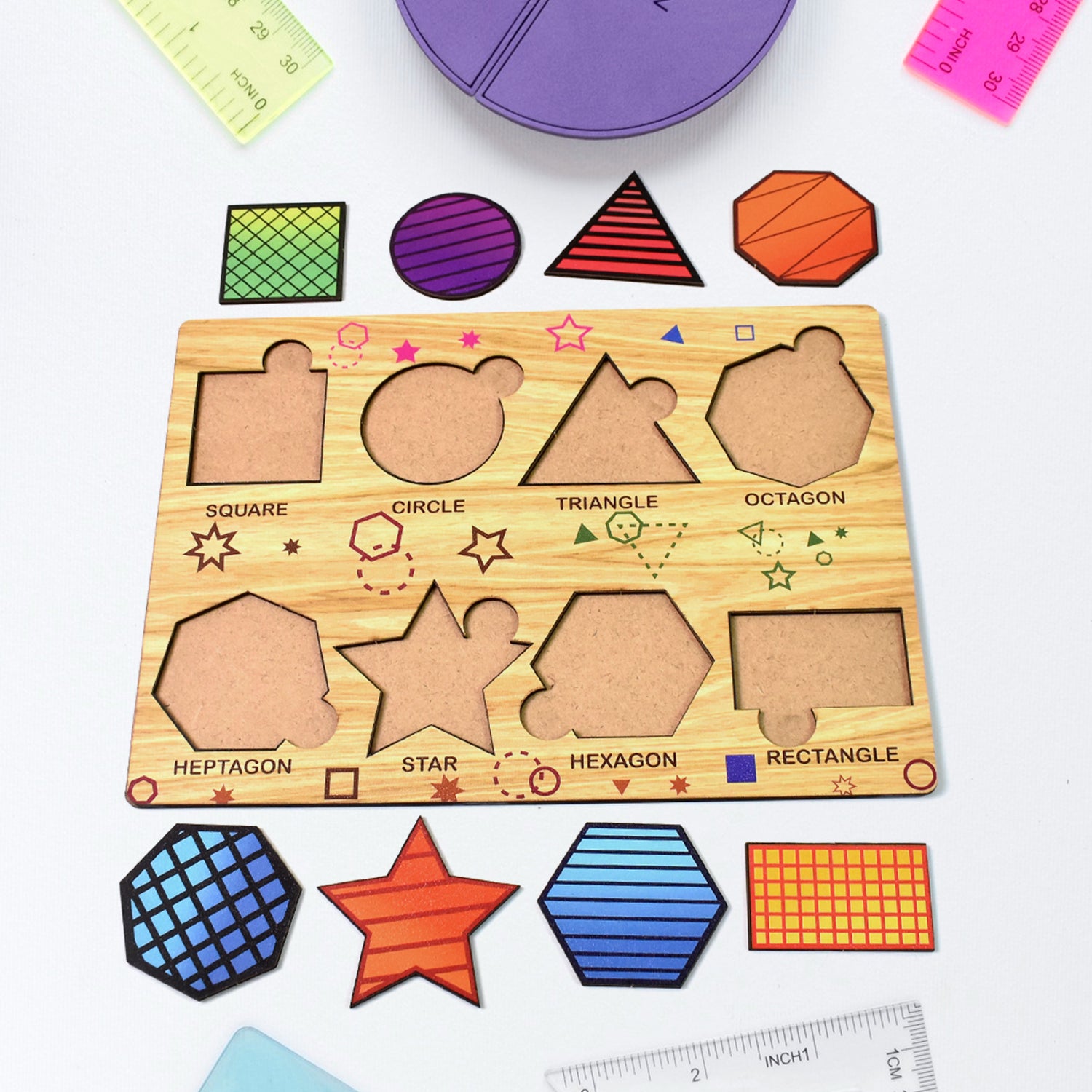 Wooden Triangles Puzzle Learning Educational Board (1 Set  2820 Cm) - rudrmart.in