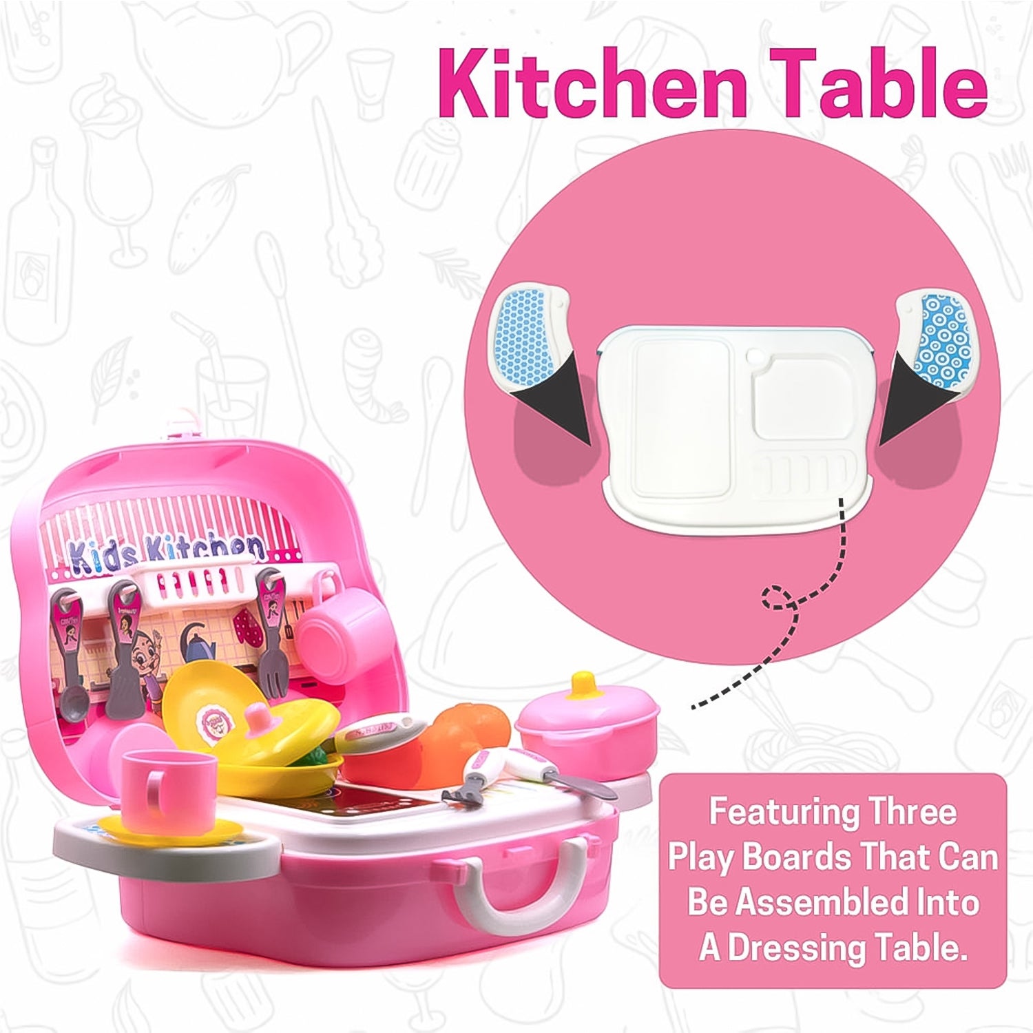 Kitchen Set For Kids Girls Pretend Play Toys Little (23 Pcs Set Approx) - rudrmart.in