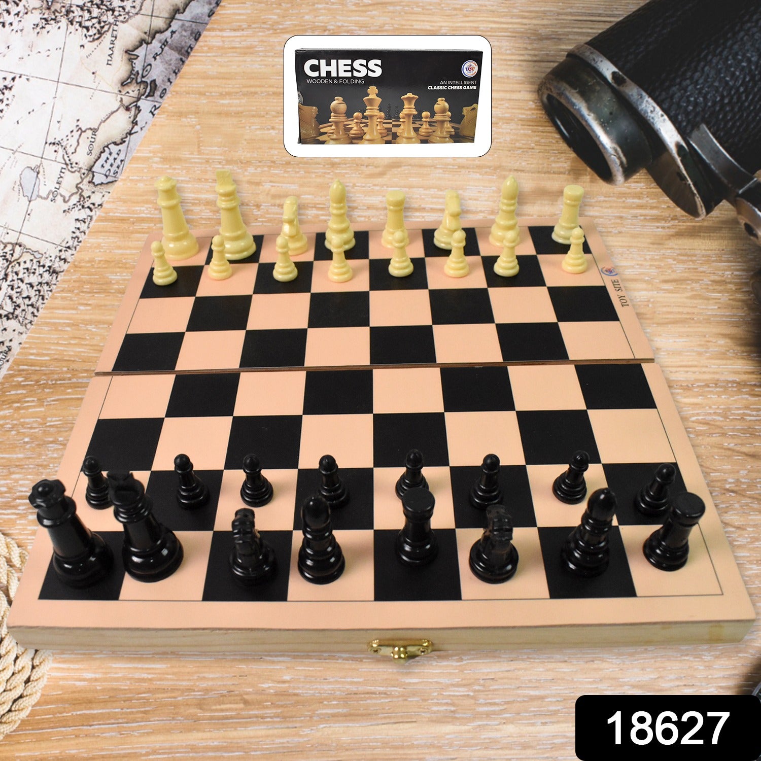 Folding Wooden Chess Board Set (30  30 Cm  1 Set) - rudrmart.in