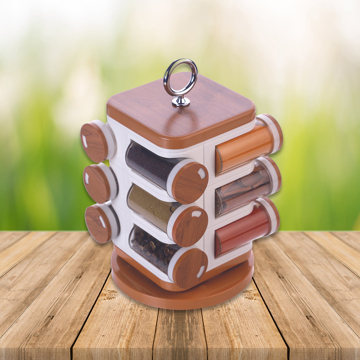 8118 Ganesh 12-jar Revolving Spice Rack Masala Box - rudrmart.in