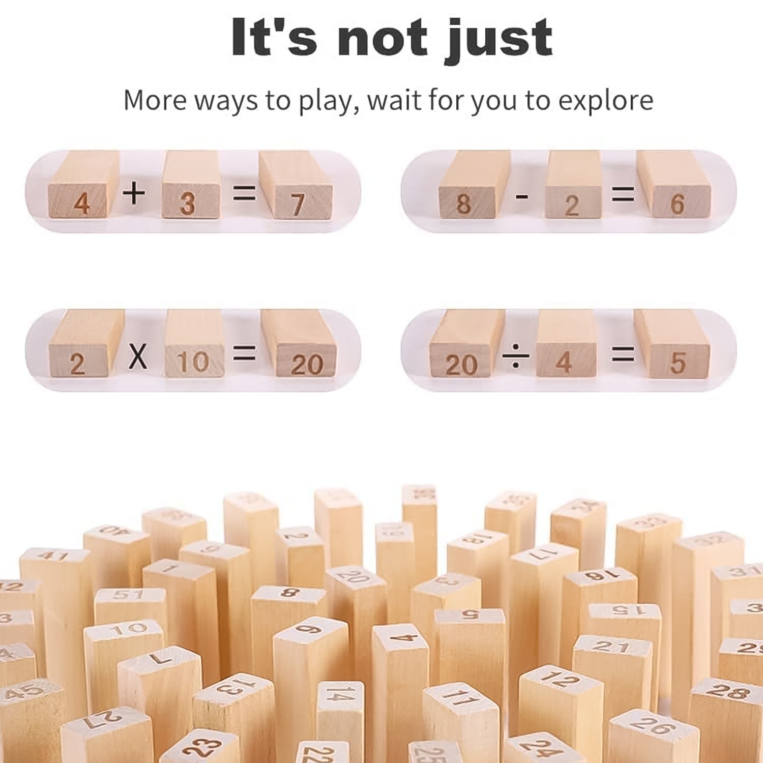 Wooden Tumbling Stacking Tower Game (48 Pcs Blocks 2 Dices) - rudrmart.in