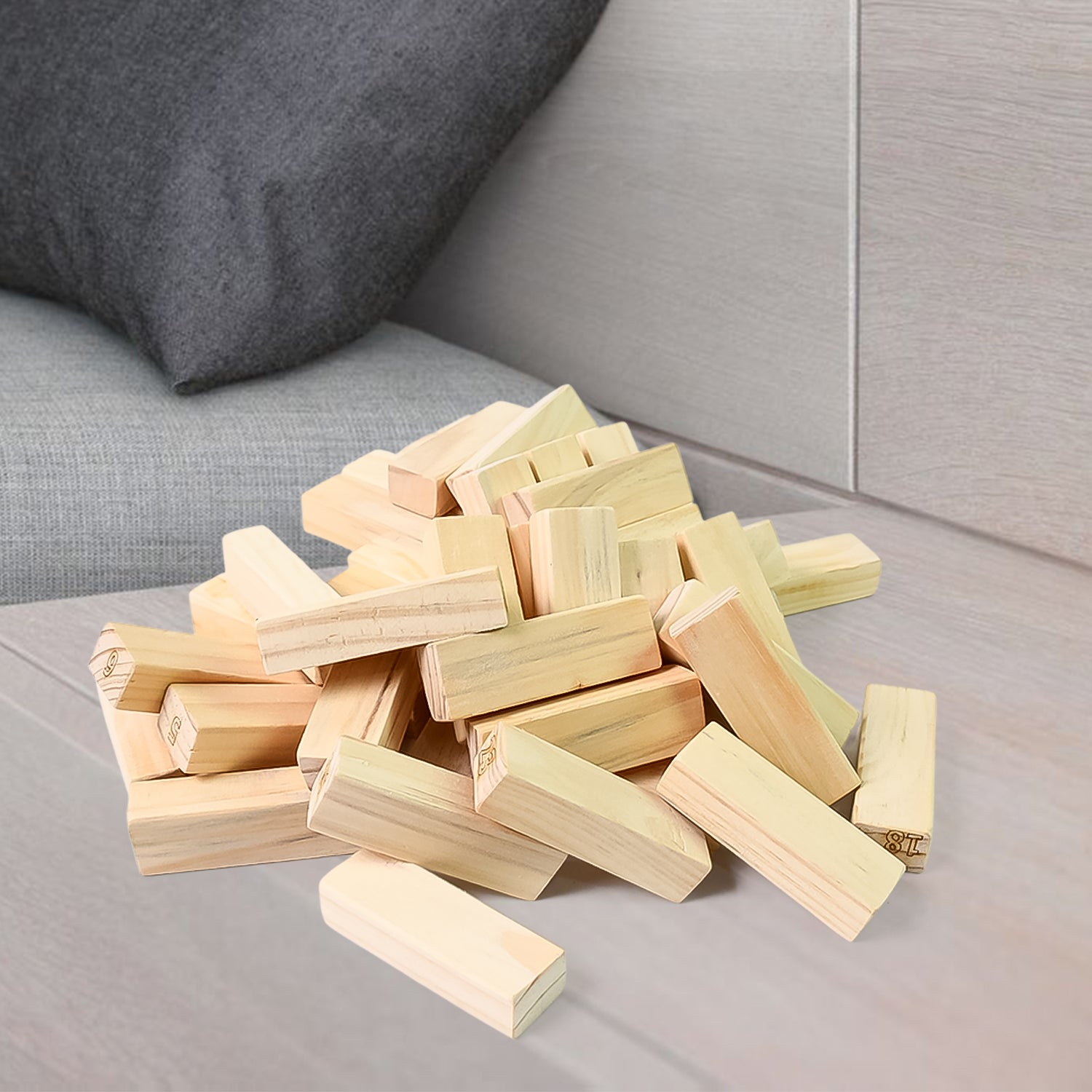 Wooden Tumbling Stacking Tower Game (48 Pcs Blocks 2 Dices) - rudrmart.in