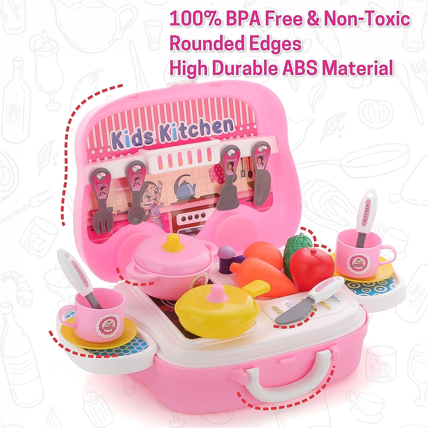 Kitchen Set For Kids Girls Pretend Play Toys Little (23 Pcs Set Approx) - rudrmart.in