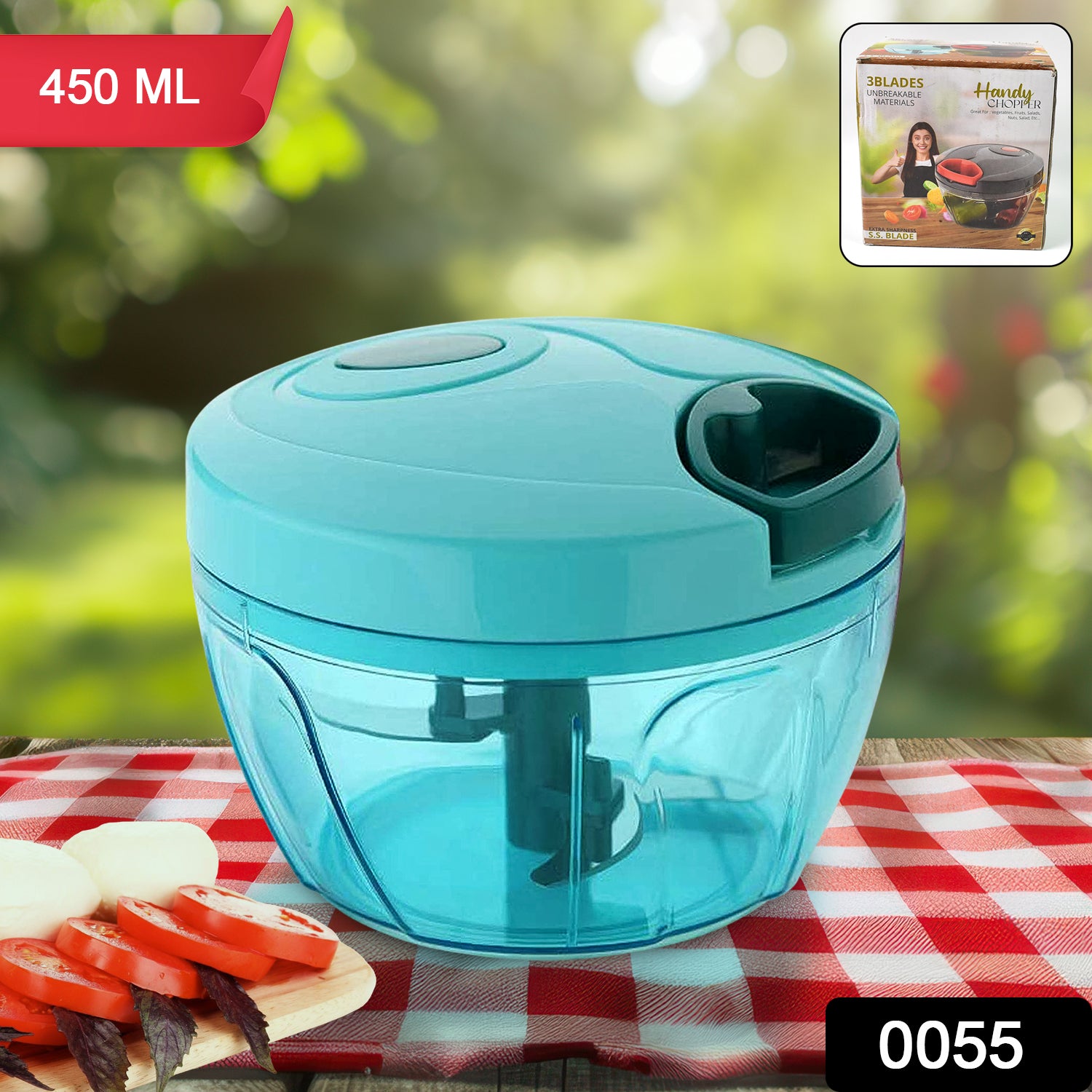 3 Blades Handy Chopper And Slicer Used Widely For Chopping And Slicing (450 Ml  1 Pc) - rudrmart.in