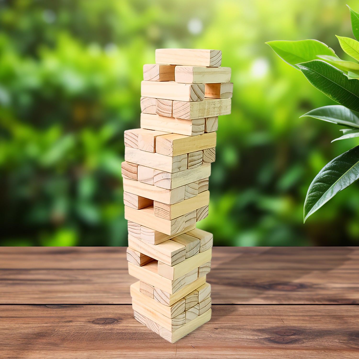 Wooden Tumbling Stacking Tower Game (48 Pcs Blocks 2 Dices) - rudrmart.in