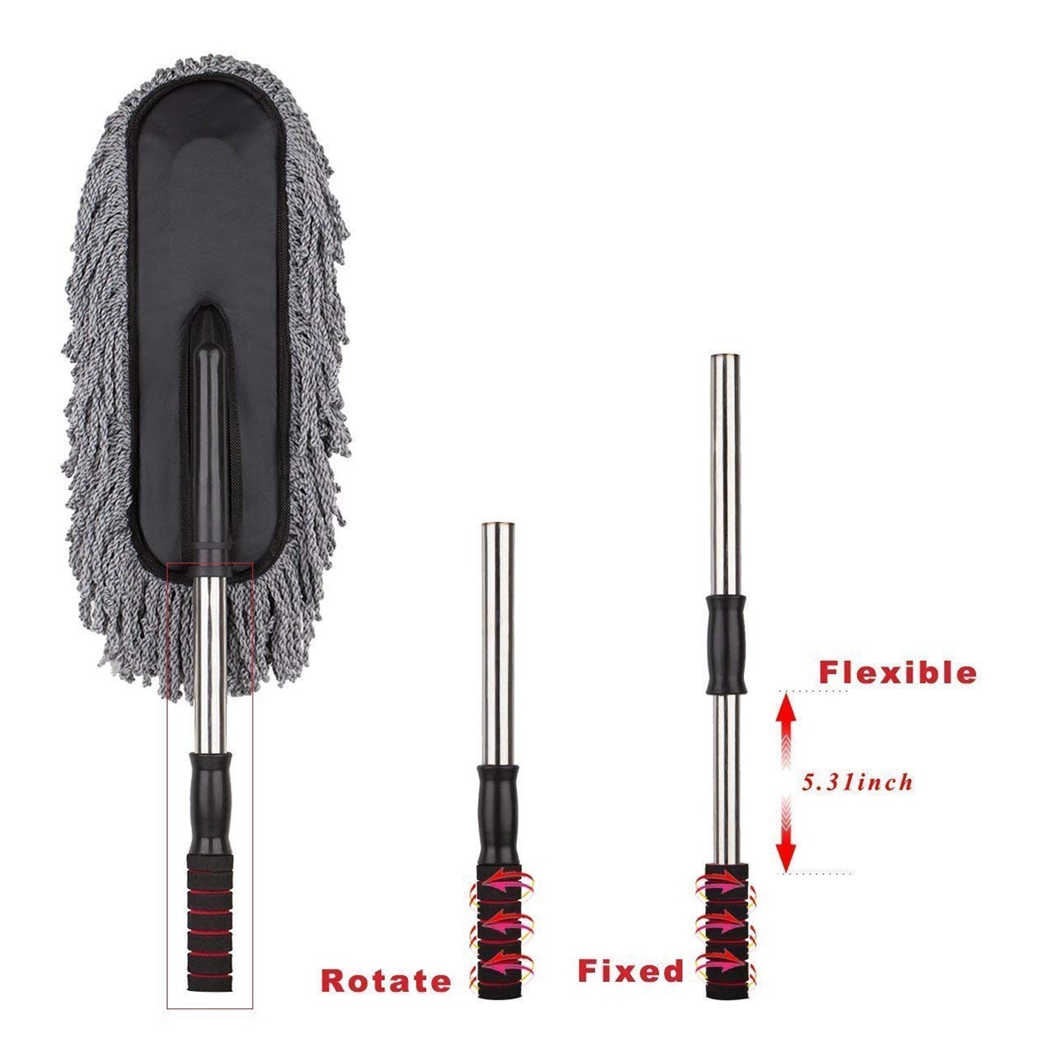 4749 Car Duster Long Retractablesoftnon-sliphandle Multipurpose Microfiber Wash Brush Vehicle Interior And Exterior Cleaning Kit With For Car Boats Or Home - rudrmart.in