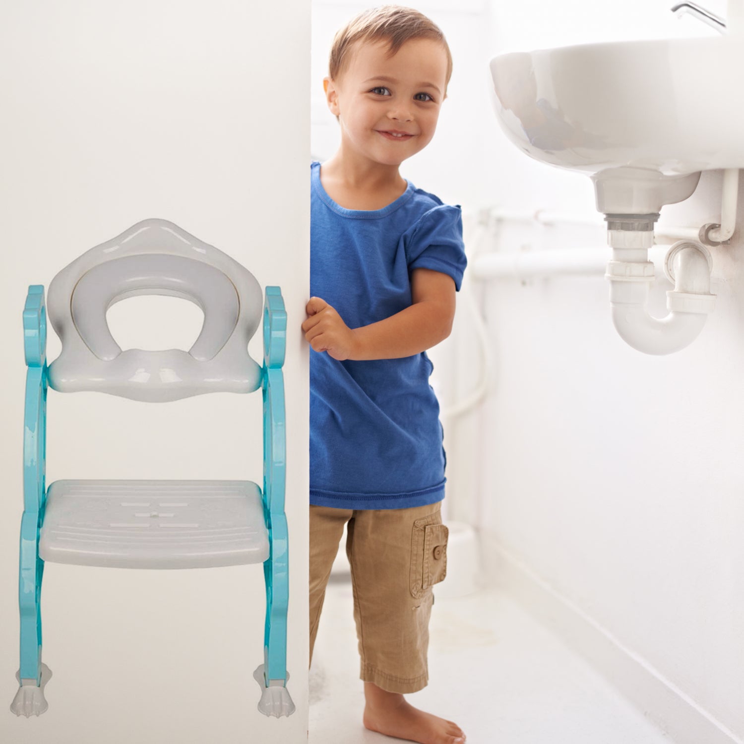8492 2 In 1 Potty Training Toilet Seat With Step Stool Ladder For Boy And Girl Baby Toddler Kid Childrens Toilet Training Seat Chair With Soft Padded Seat And Sturdy Non-slip Wide Step Make Potty Easier For Your Kids (Multi-color) - rudrmart.in