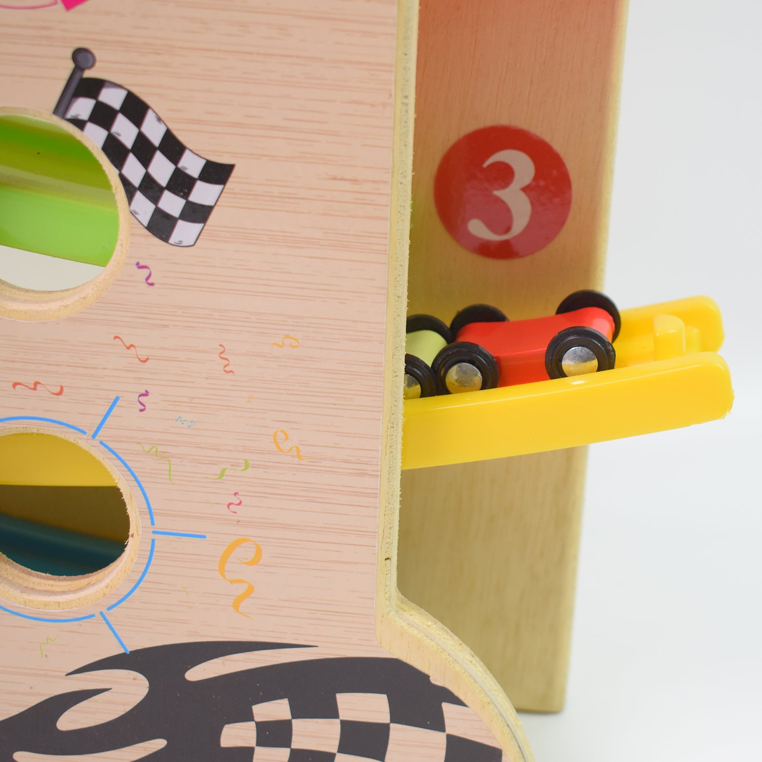 Wooden Ramp Racer Race Track Vehicle Play Sets With 4 Mini Racers (With Handle) - rudrmart.in